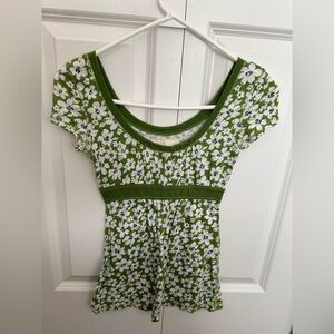 Y2K VERY RARE VINTAGE Hollister Green Floral Babydoll Shirt
